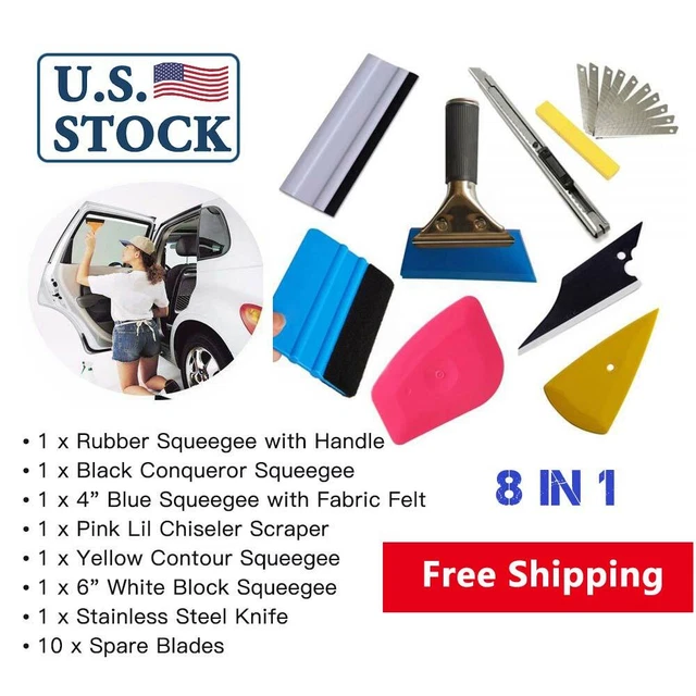 US Stock Professional 8 in 1 Car Tint Window Film Tools Squeegee Scraper Set