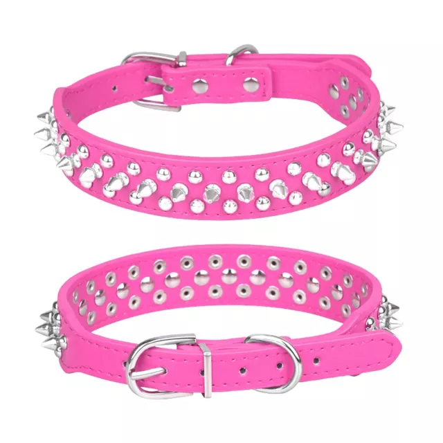 Spiked Dog Collar, Mushrooms Rivet Studded Adjustable Pu Leather Pet Collars ...