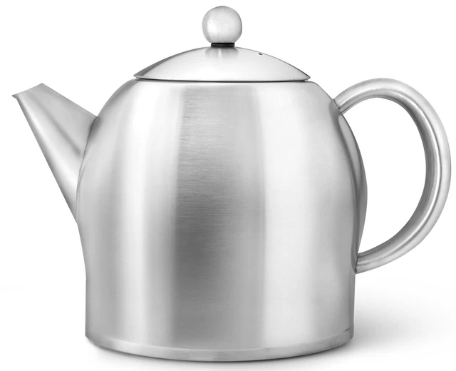 Teekanne Edelstahl matt doppelwandig Teekessel Teebereiter Teapot Kanne Tee 1,4L