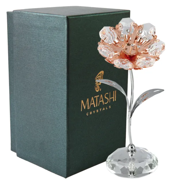 Chrome and Rose Plated Crystal Studded Sunflower Figurine Table-Top Ornament