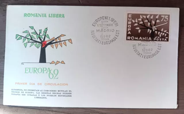 Romania Government in Exile 1962 EUROPA TREE  FDC SCARCE  UNADDR