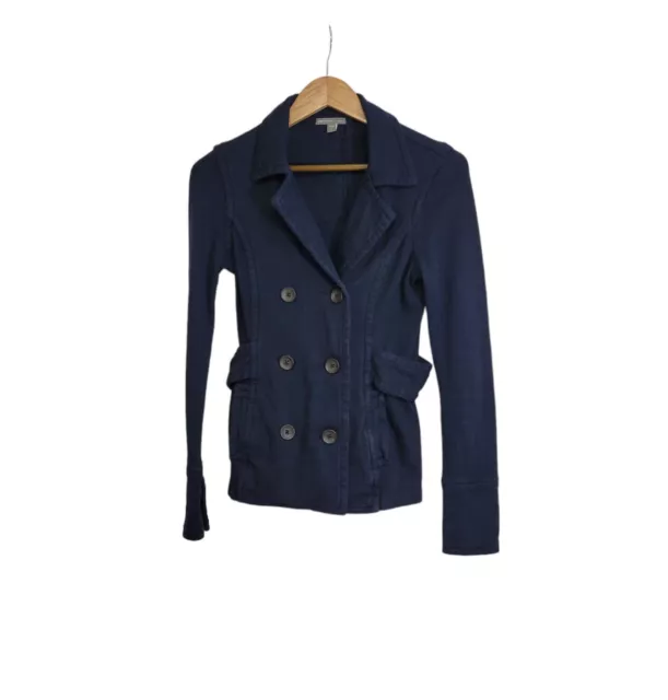 James Perse Navy Blue Double Breasted Peat Coat Blazer Jacket Size 2/Medium