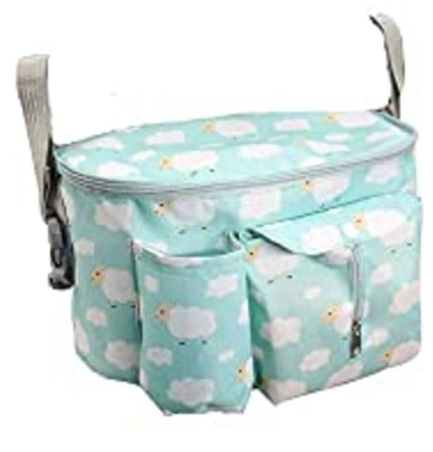 Bolso cochecito de bebé universal cochecito bebé cochecito organizador nubes verdes
