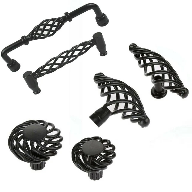 Modern Metal Knobs Cabinet Door Handles Cupboard Drawer Black Handles UK