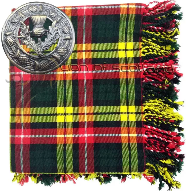 Spilla Cardo Antica Highland Kilt Fly a quadretti Buchanan Tartan Acrilica 48""x48