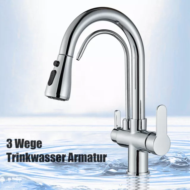 3 Way Kitchen Taps Pull Out Filter Sink Mixer Tap Purifier Water stainless steel