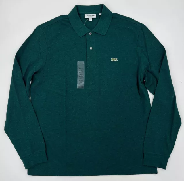 Lacoste Men's Long Sleeve Classic Fit Polo Hunter Green 100% Cotton NWT FreeShip