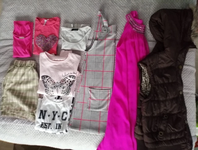 Girls Age 11 12 Yrs clothes bundle 9 items Gilet summer dress tops autumn spring