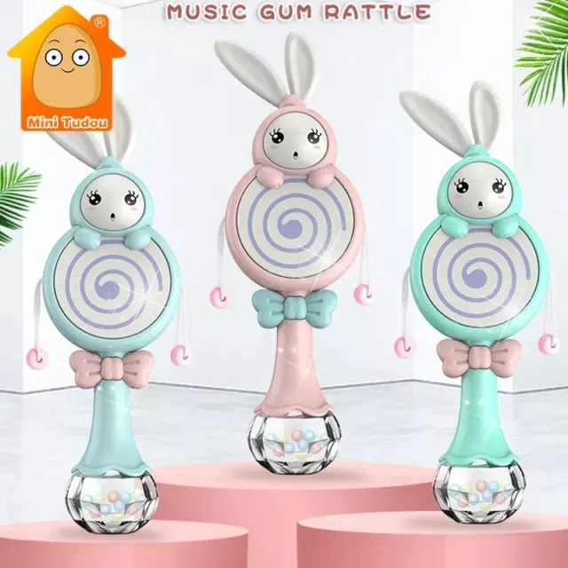 Music & Light Baby Flashing Rattle Rabbit Toys Teether Hand Bells Toys for Baby