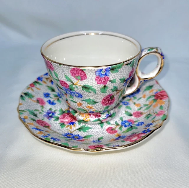 Royal Winton Old Cottage Chintz Floral Demitasse Cup and Saucer Set