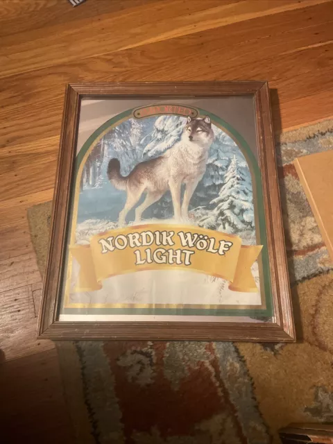 Nordic wolf light imported beer Mirror sign 1984