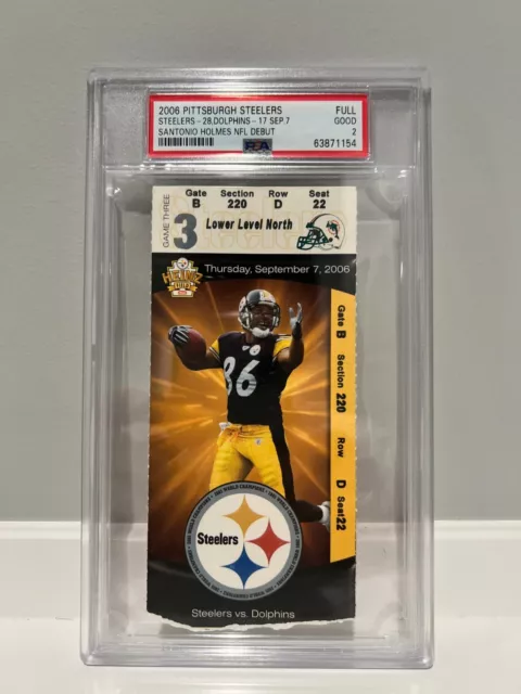 Santonio Holmes NFL DEBUT Ticket Stub - Pittsburgh Steelers Vs. Dolphins 9/7/06