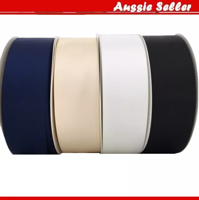 50mm x10m Wedding Car Ribbon Satin Double Faced White Ivory Navy Black