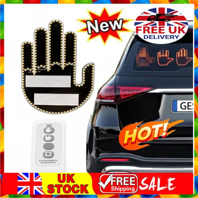 FUNNY CAR MIDDLE Finger Gesture Sign Light with Remote for Car Truck SUV  Seadan £19.99 - PicClick UK