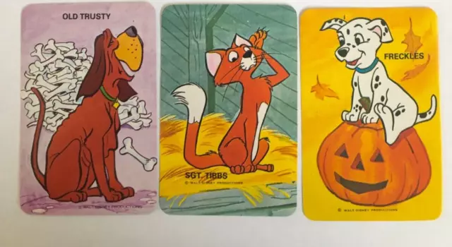 Vintage 70s Disney Dalmatian Swap Cards: Old Trusty Tibbs Cat Freckles Puppy Dog