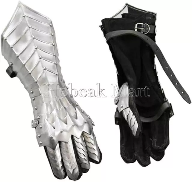Fantasy Gauntlets SCA Armor Gauntlets Gloves Iron | Silver Handmade Gift Item
