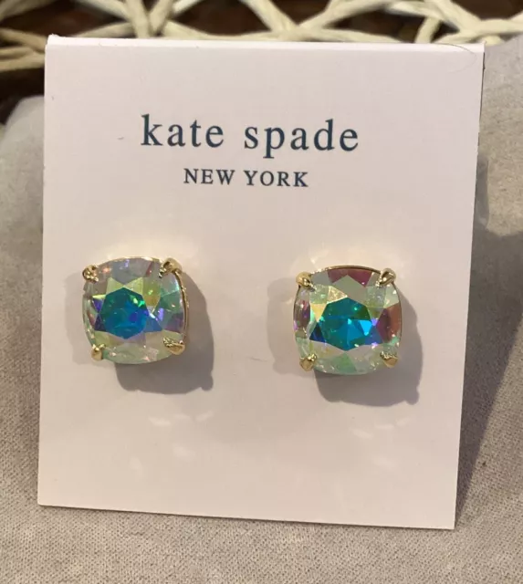 🆕 Authentic Kate Spade Square Stud Earrings-Aurora Borealis/Gold-New On Card