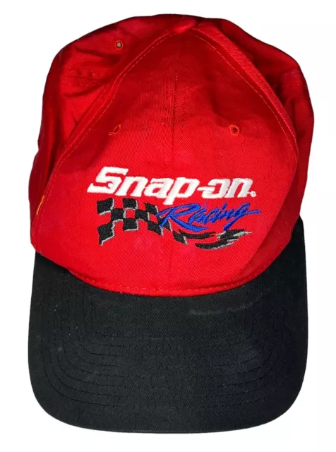 Vintage Snap On Tools Racing Hat Snapback Red Cap Embroidered NASCAR