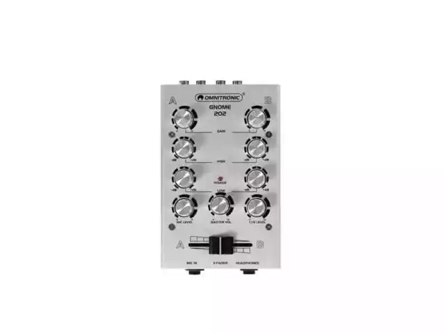 OMNITRONIC Gnome-202 Mini-Mixer silber 2-Kanal-DJ-Mixer