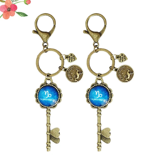 2 Pcs Pendant Keychain Hanging Keychains Pendant Metal Button 2