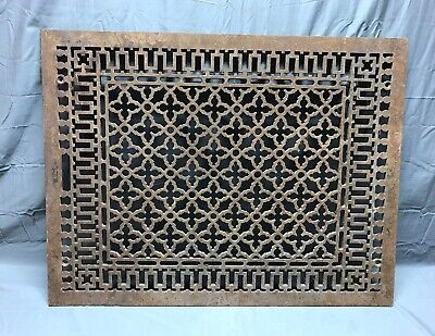 Antique 24x32 Gothic Cold Air Return Heat Cast Iron Grate Grill VTG Old 1346-22B