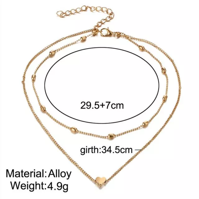 necklace double layer heart chain hot multilayer choker pendant  gold silver UK 3