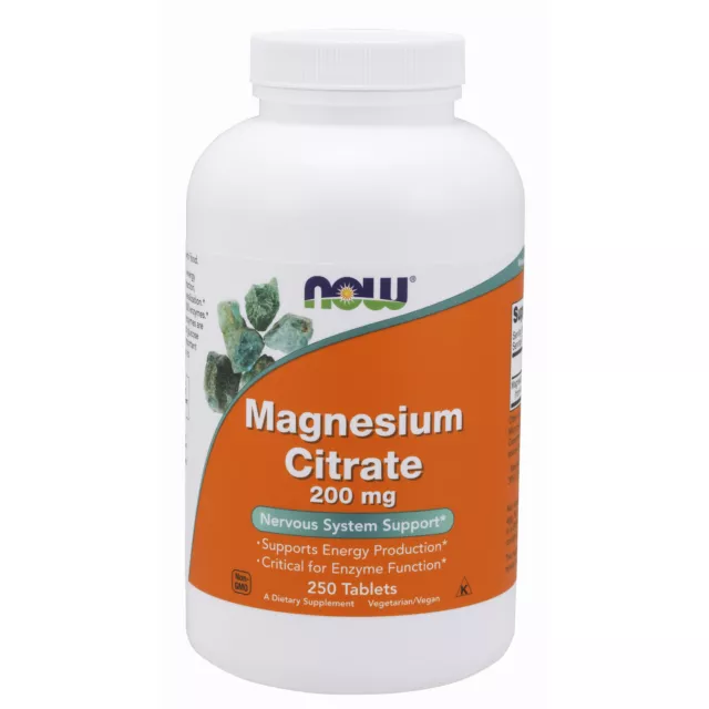 Magnesium Citrate 200mg 250 Tablets | Non-GMO Vegan Minerals | Highly Absorbable