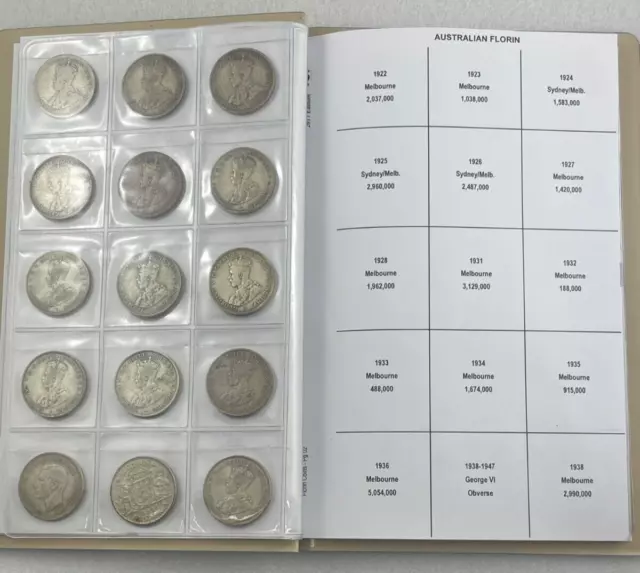 Australian Florin Coin Collection in VST Album - Complete with 1932 & 1934/5!