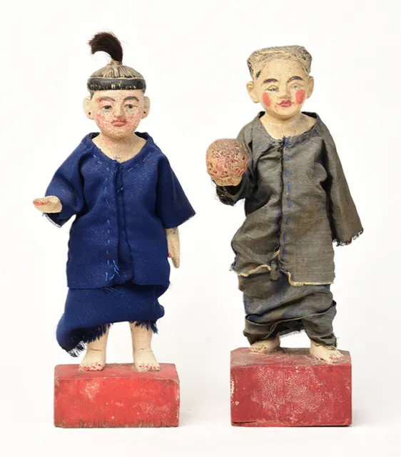 Early 20th Century, A Pair of Burmese Wooden Male and Female Figurines 7