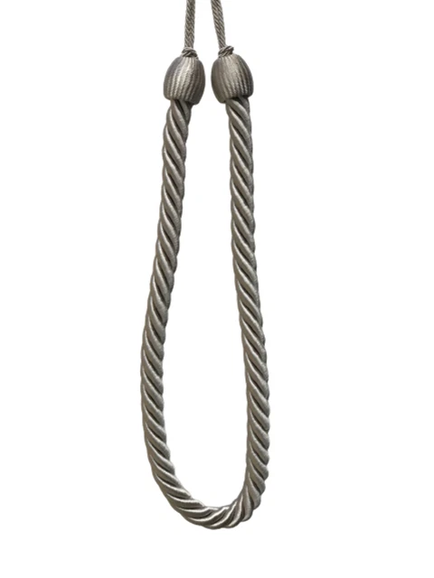 PAIR 2 pieces Curtain Tie Backs rope twist - French Silver 85cm