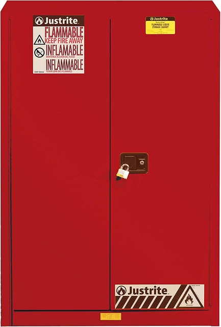 Justrite 894501 Sure-Grip EX Galvanized Steel 2 Door Manual Flammables Safety Ca