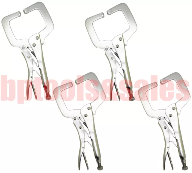 4pc 11" Locking C Clamp Pliers Set With No Pads Welding Vise Clamps Holding