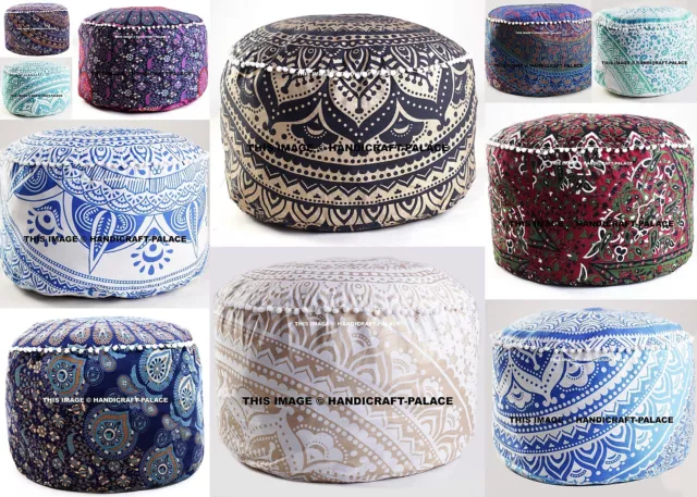 Mandala Pouf Ottoman Round Indian Ottoman Poof Pouffe Foot Stool Cover Decor