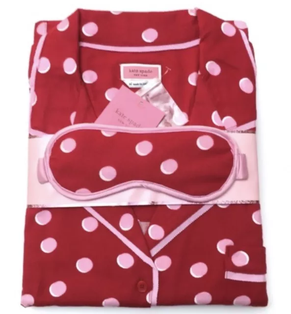 Kate Spade Red Polka Dot Flannel Pyjama Pj Set Size Xs New!!!