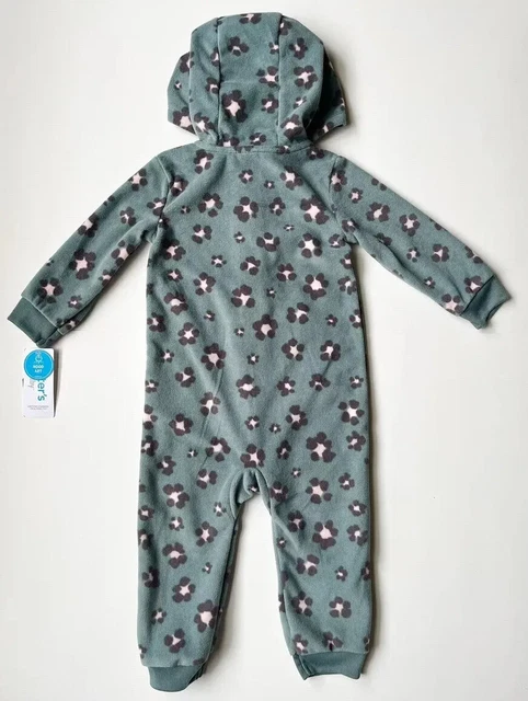 New Baby Girl Clothes Carters 18 Months Coverall Jumpsuit Hooded Fleece 3