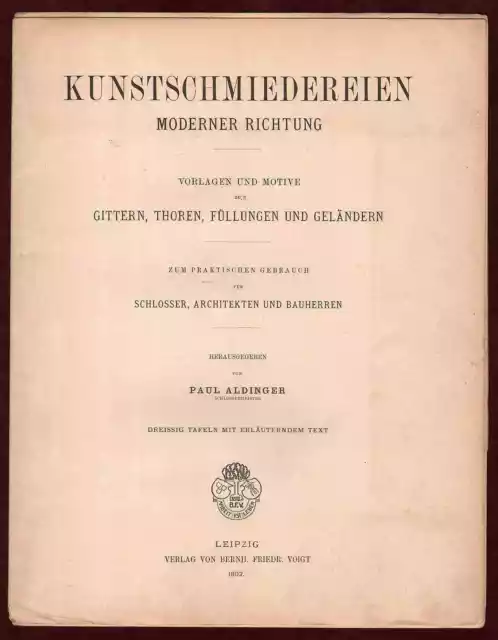 1902 KUNSTSCHMIEDEREIEN Aldinger Architecture Building Wrought Iron Guide German 2