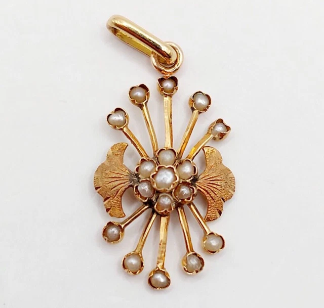 Pendentif Victorien En Or 18k Avec Pierre Violette Et Perle - Circa 1850, époque Napoléon, Occasion