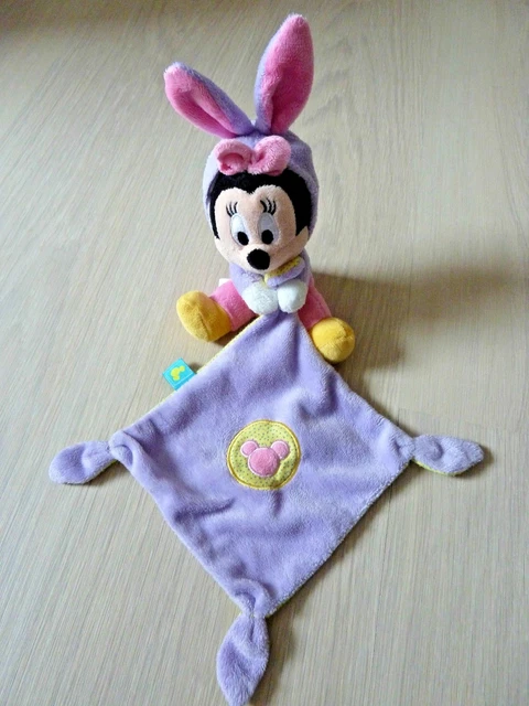 53. Doudou Peluche Disney Nicotoy Minnie Capuche Lapin Mouchoir Rose Mauve Ttbe