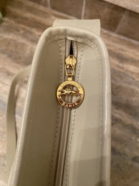 longchamp cream leather shoulder bag