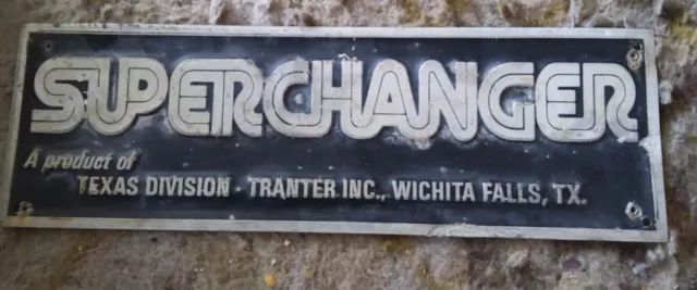 HTF Vintage 14" x 4.5" Tranter Supercharger Builder Plate Industrial Sign Plaque