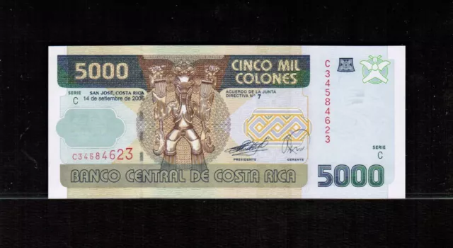 Costa Rica 5000 COLONES 2005 Serie C  Gem UNC