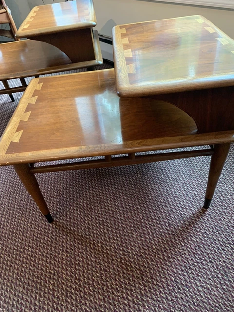 LANE ACCLAIM Pair Step Side Tables Walnut Dovetail Coffee