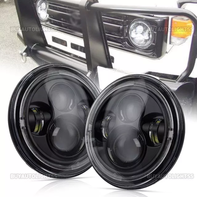 Pair 7inch LED Halo Headlights for toyot Landcruiser HZJ75 60 70 73 78 79 Series