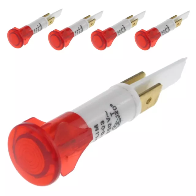 10 mm ROTE NEONLAMPE BLINKLEUCHTE x 5 FÜR LINCAT PARRY 230V HOHE TEMPERATUR