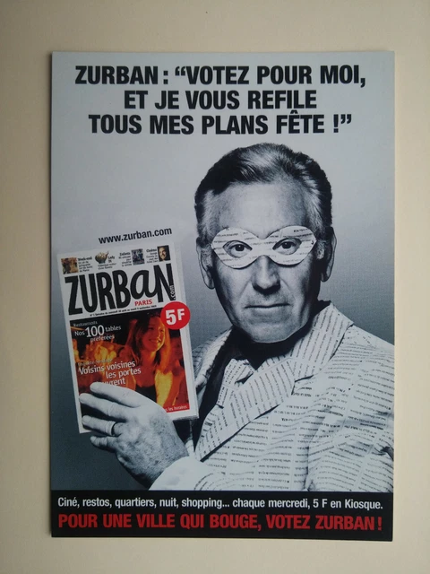 ZURBAN  MAGAZINE VOTEZ ZURBAN  pub advert  carte postale postcard