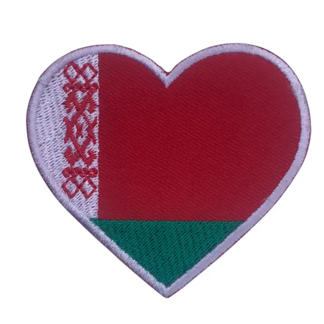Écusson drapeau en forme de cœur de Biélorussie, à repasser, à coudre, sur...