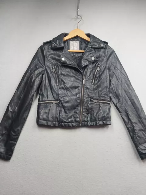 Dollhouse Faux Leather Jacket  Womens Sz Small Coat Black Biker Moto Full Zip