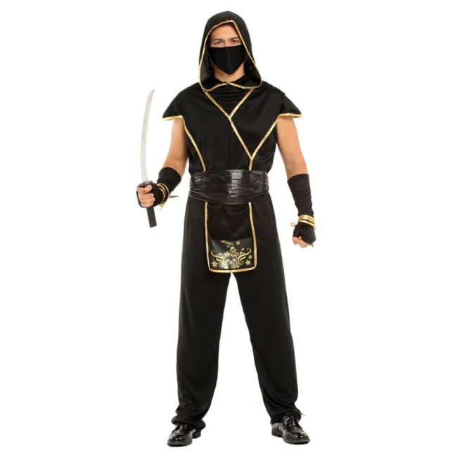 Adult Japan Samurai Black Gold Ninja Costume Cosplay for Men Halloween