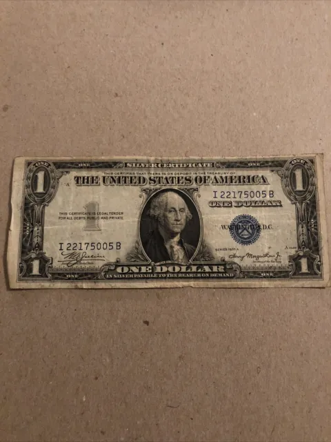 1935 A Series $1 One Dollar Silver Certificate US Note Blue Seal  S/N I22175005b