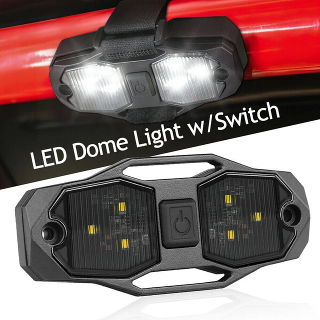 White Roll Bar Mount LED Dome Light Rock Light W/Switch For Polaris RZR/UTV 4WD